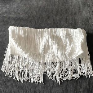 GATSBY WHITE FRINGE STRAPLESS TOP